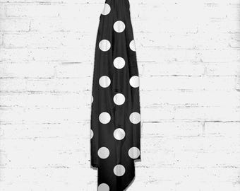 Chal de pashmina blanco con lunares - 73,5" x 27" pulgadas Bufanda negra