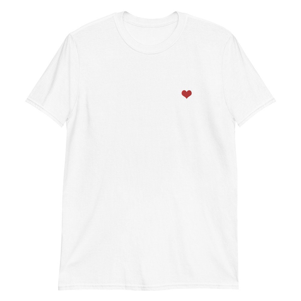 Tiny Embroidered Heart T-shirt White - Unisex - Etsy