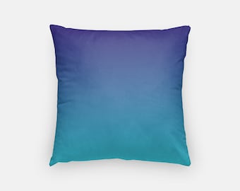 Ocean Blue Ombre Pillow Cover. Deep Teal