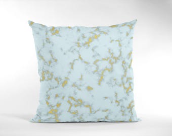 Funda de almohada de mármol azul claro de 18 pulgadas
