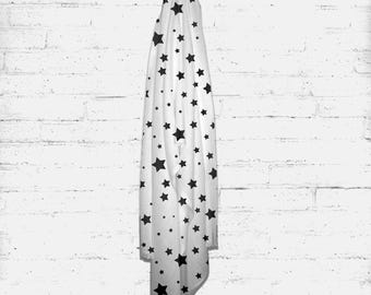 Black Stars Pashmina Scarf 73.5" x 27"