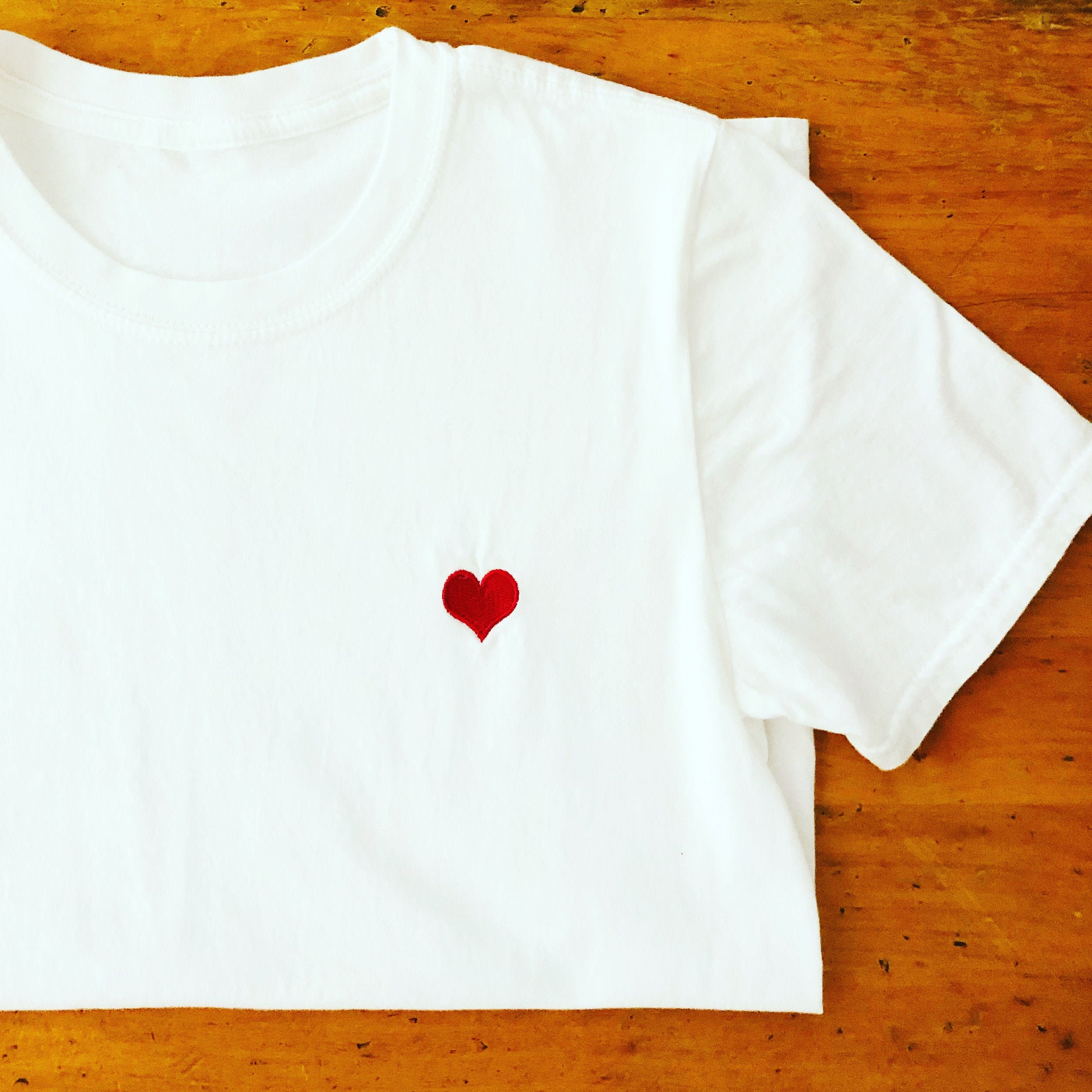 ★AMl PARlS★ 24FW Women's Heart Small Embroidery T-shirt BF Tiny Embroidered Heart T-shirt White - Unisex - Etsy