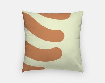 Pale Green and Rust Pillow Cover 16 Inch