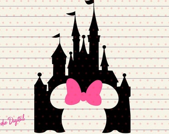Disney Castle Minnie Mouse Bow svg, disney castle svg, disney vacation svg, cutting files for cricut silhouette, INTSTANT DOWNLOAD