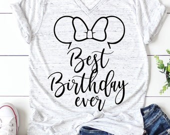 最高の誕生日ミニーマウス svg、誕生日 svg、クリカットシルエットのカッティングファイル、即時ダウンロード