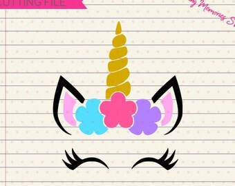 Unicorn svg, unicorn head svg, unicorn face svg, flower cute unicorn svg, cutting files for cricut silhouette, INSTANT DOWNLOAD