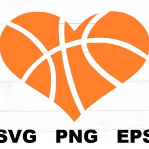 Coração de basquete SVG, arquivo de corte SVG de basquete, download instantâneo de SVG e PNG de basquete, cricut e silhueta de basquete SVG