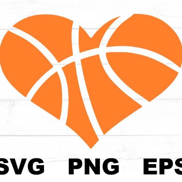 Basketball heart SVG, Basketball svg cut file, Basketball svg and png instant download, Basketball svg cricut and silhouette