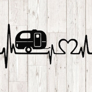 Happy camper svg , Happy camper heartbeat svg, camper heartbeat svg, archivos de corte para la silueta cricut, INSTANT DOWNLOAD