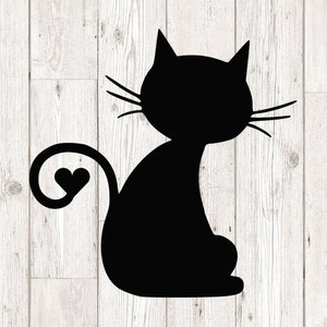 Cat svg, Cat heart tail svg, cat with heart svg fichiers de découpe pour cricut silhouette, TÉLÉCHARGEMENT INSTANTANÉ