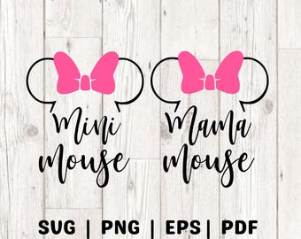 Mama mouse svg, Mini Mouse,  Matching shirts, Minnie mouse clipart, cutting files for cricut silhouette, svg, eps, png mommy and me