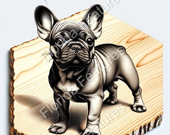 3D French Bulldog Illusion: Laser Cut Wood Art (PNG, SVG Digital File)