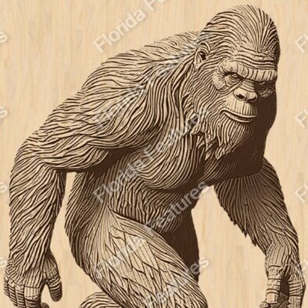 Illusion 3D | Fichier numérique PNG de gravure laser | Gravure sur bois parfaite | Conception prête au laser | Téléchargement instantané | Gros pied | Sasquatch je crois