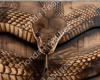 3D King Cobra Snake - Laser Cut Wood Engraving (PNG, SVG Digital File)