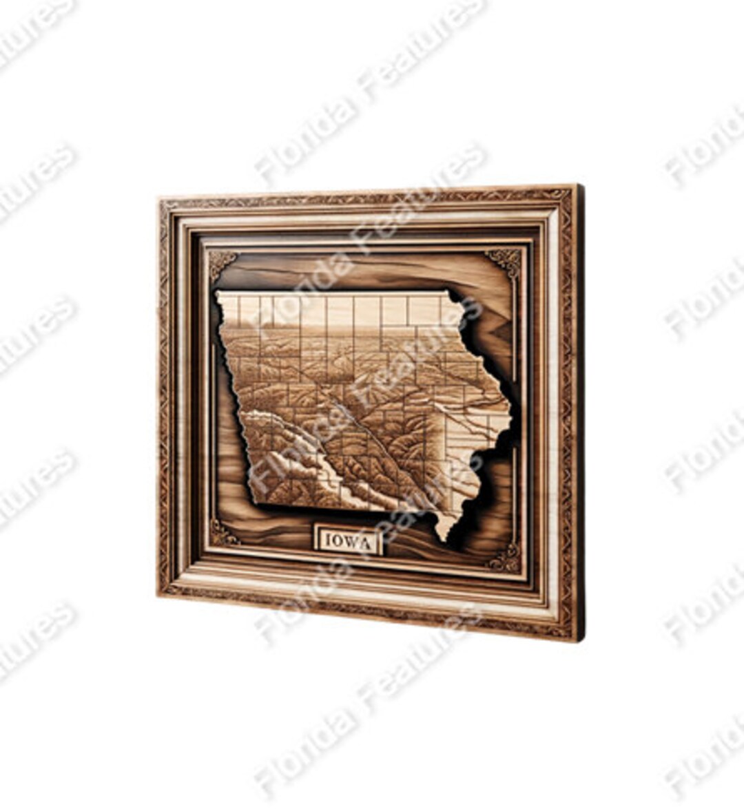 Iowa 3D Map Picture Wood Framed - Il 1080xN.5690598678 Ffo4