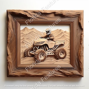 3D ATV Carved Wood Look Image: Laser Cut File (PNG SVG)
