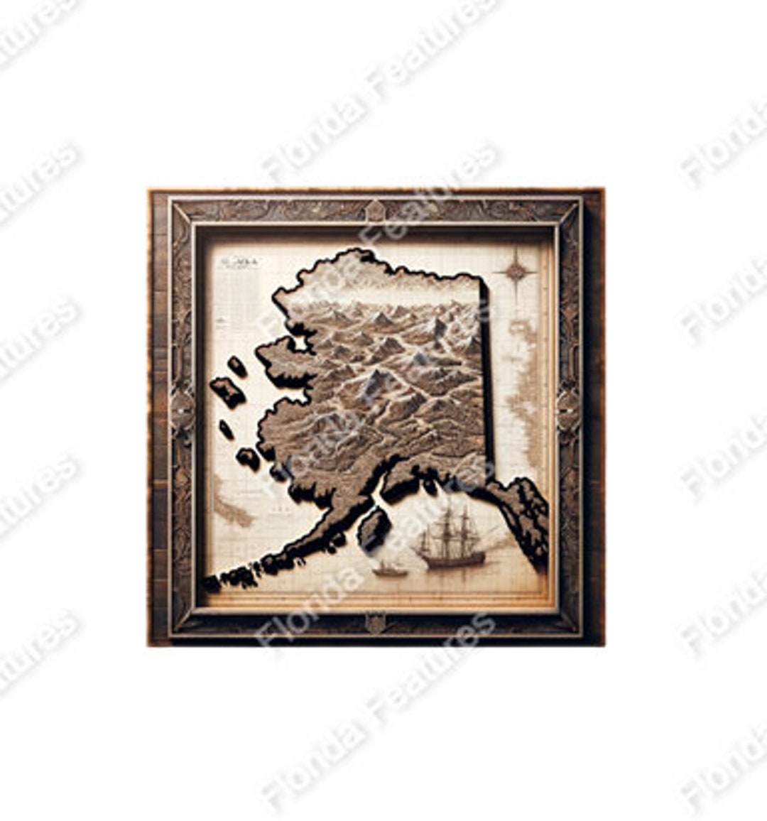 Alaska 3D Map Picture Wood Framed - Il 1080xN.5690529642 Edp8