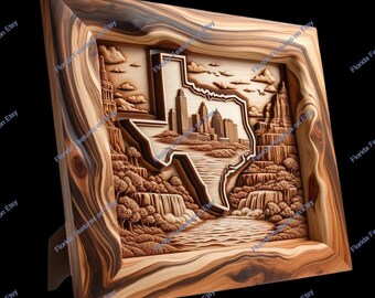 3D Illusion Holzbild: Laser Engraving Design (PNG, SVG)
