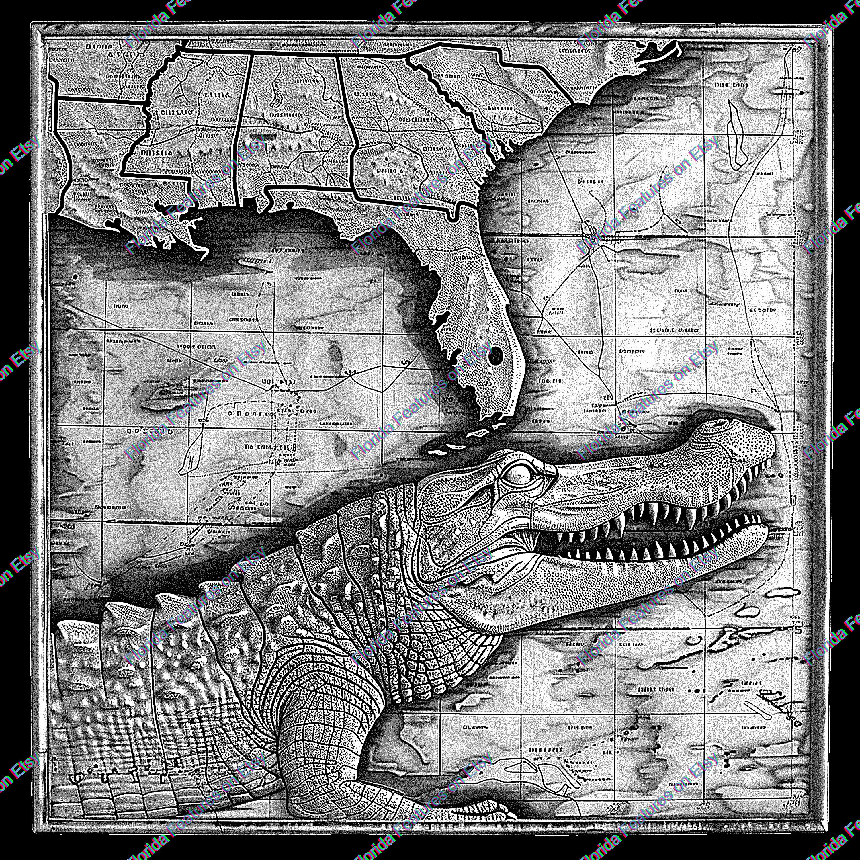 3D Florida Gator Map Wood Panel: Laser Etch Design (SVG PNG) - Etsy
