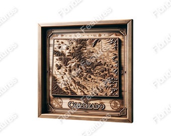 Colorado 3D Map: Wood Framed Laser Etched State Art (SVG PNG)