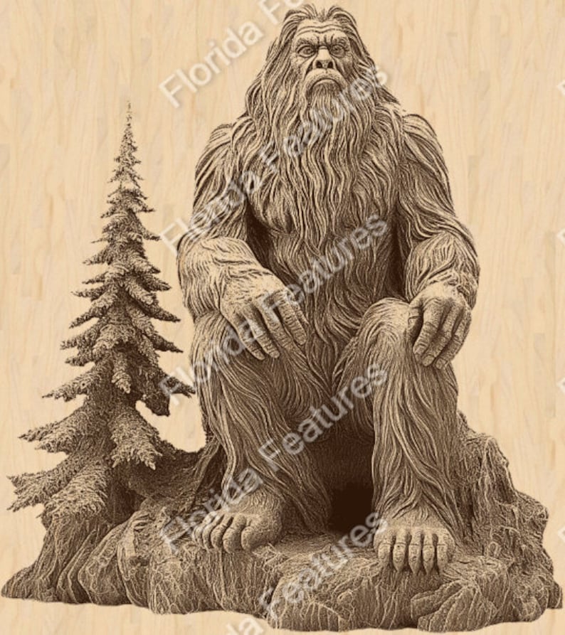 3D Illusion Laser Burn PNG Digital File Perfect for Engraving Laser Ready Design Instant Download Bigfoot Sasquatch I Believe image 2