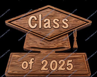 Class of 2025 Graduation Holzschild: Laser Etch SVG PNG (Digitale Dateien)