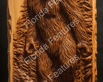 Bigfoot Laser Wood Etch Digital Download SVG PNG XTool Burn Mountain OMTech Bigfoot 3D Illusion Image XTool Burn Mountain Man Cave