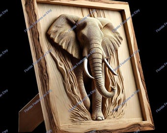 3D Elefant Illusion: Lasergravur PNG Digitale Datei