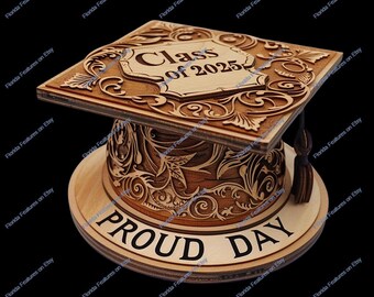 Class of 2025 Abschluss Schlüsselanhänger: Laser Etch Holz Design (SVG, PNG)