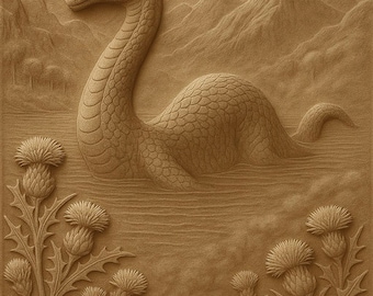 Loch Ness Monster 3D Laserschnitt-Datei: Holzgravur Design (PNG, SVG)
