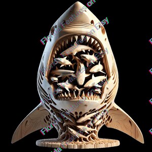 3D Great White Shark Wood Gift for Him Her Kids | 3D Illusion PNG Digital File | Laser Burn SVG | Perfect Wood Engraving Laser Ready Design