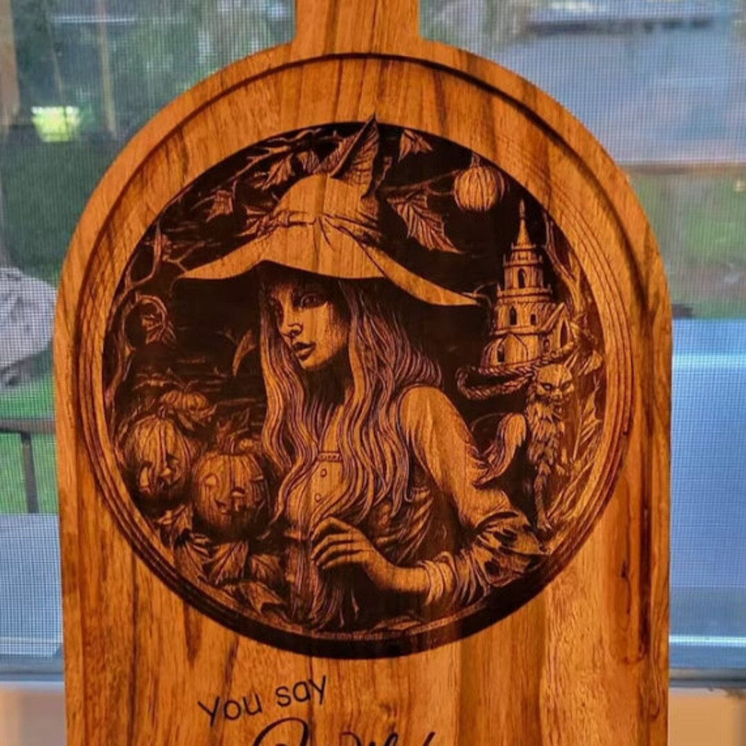 Laser Burn Etch Wood File Halloween Witch and Pumpkin in Etsy
