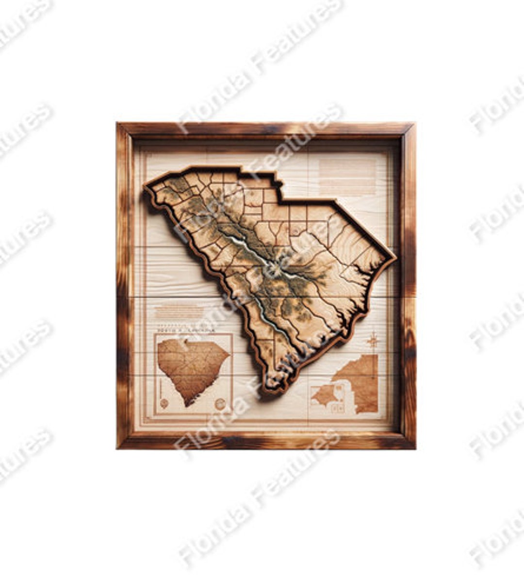 South Carolina 3D Map Picture Wood - Il 1080xN.5690753342 523o