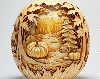 3D Halloween Pumpkin Carved Wood Look Sign: Laser Etch PNG SVG (Digital Download)