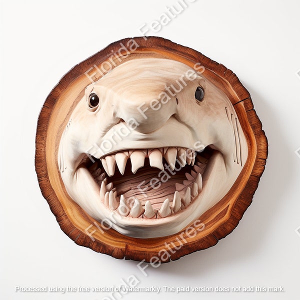 Shark Show Teeth, 300 DPI, Live Edge, Laser Etch Burn Carved Look, Digital Download PNG SVG, 3D Illusion, Hanging Sign