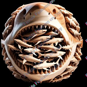 3D Great White Shark Wood Gift for Him Her Kids | 3D Illusion PNG Digital File | Laser Burn SVG | Perfect Wood Engraving Laser Ready Design