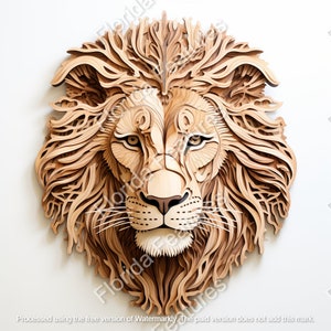3D Lion Wood Art: Laser Cut Files, Carved Illusion (Digital Download)