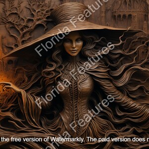 Laser Cut Witch 3D Illusion: Halloween Etch File (SVG, PNG)