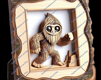 I Believe Big Foot Sasquatch | 3D Illusion | Laser Burn PNG Digital File | Perfect Wood Engraving | Laser Ready Design Instant Download