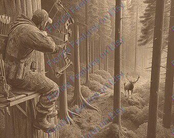 Bow Hunting 3D Laser Design: Deer Scene SVG, PNG (Digital File)