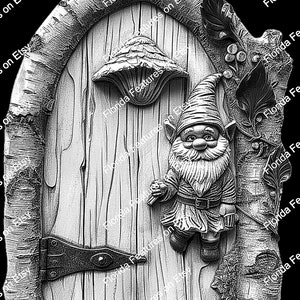 Cute Gnome Door | 3D Illusion | Laser Engrave PNG Digital File | Perfect Wood Engraving | Laser Ready Design Instant Download SVG Cut