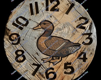 Duck Hunting Wood Wall Clock 3D Illusion - Laser Cut Design (PNG, SVG, PDF)