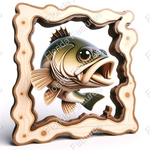 3D Bass Wood Art: Laser Cut File (PNG, SVG)