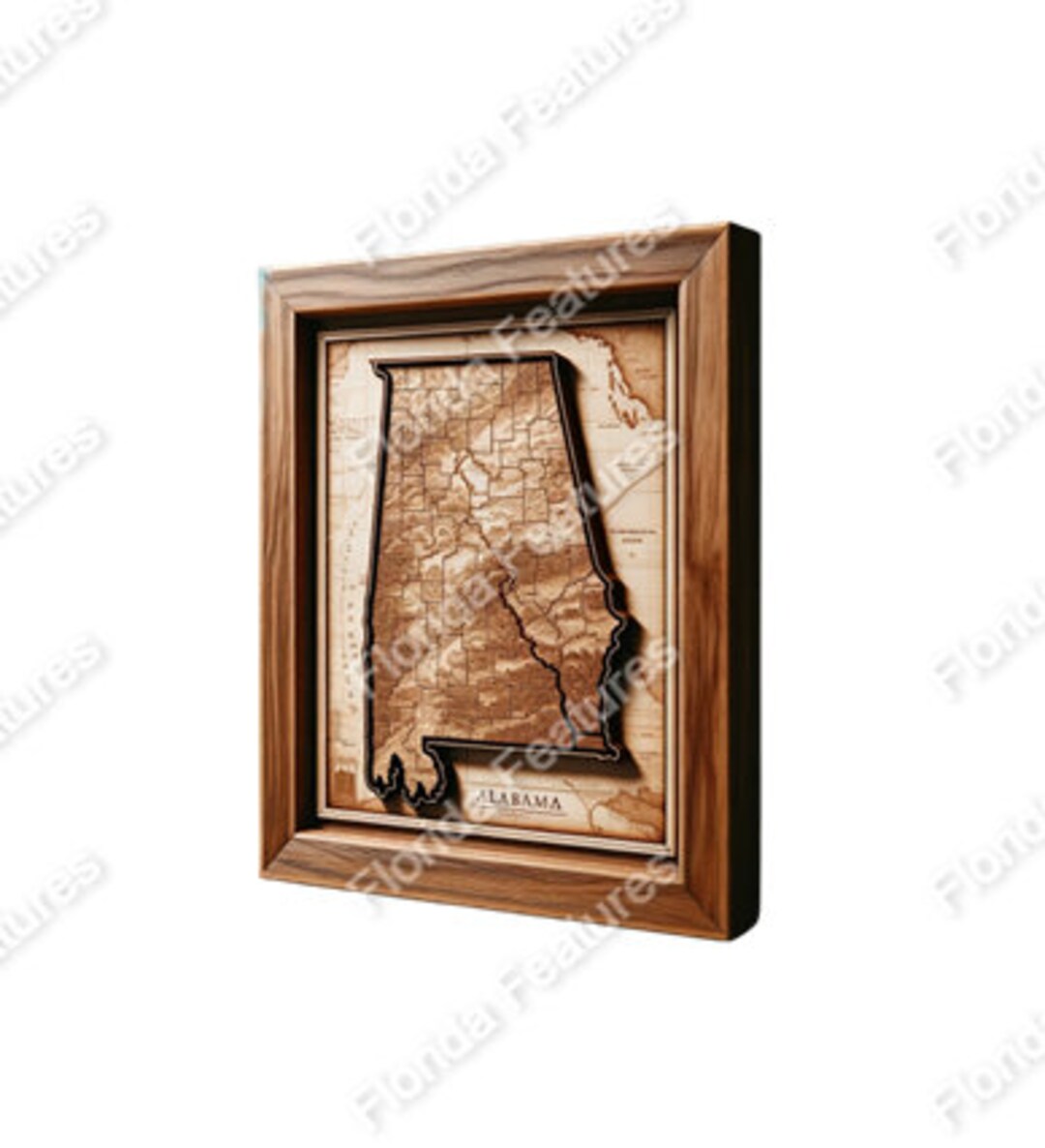 Alabama 3D Map Picture Wood Framed - Il 1080xN.5690523690 Hqnq