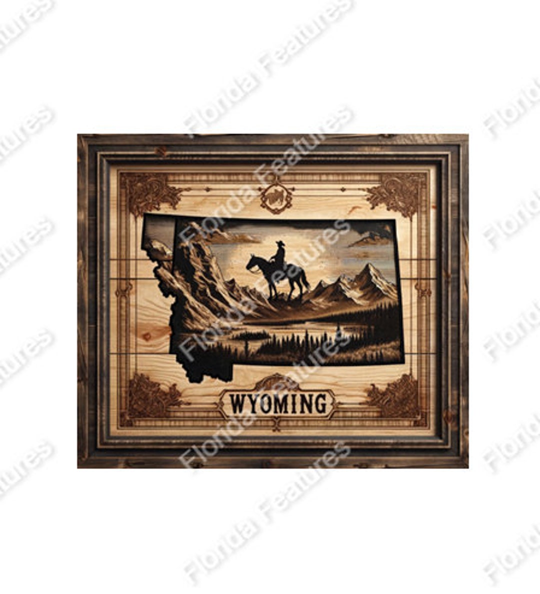 Wyoming 3D Map Picture Wood Framed - Il 1080xN.5690794116 Gc7q