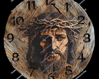 Wood Wall Clock |  Jesus Our Savior Clock | 3D Illusion | Laser Burn PNG Digital File | Perfect Wood Engraving | Laser Ready Design | Time