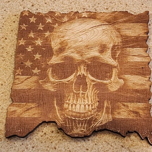 Laser Cut American Flag Skull: 3D Illusion PNG SVG (Digital Download)