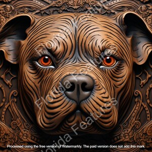 Glowforge 3D Illusion Pitbull Laser Etched Pitbull Digital Download PNG OMTech Laser Pitbull #1 Laser Wood Cut XTool