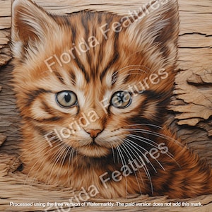 Glowforge 3D Illusion Cute Cat PNG Digital Download Laser 3D Illusion OMtech Laser Image Cut