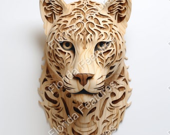 Carved Wood Wild Cheetah, Laser Etch Burn Wood Files, High Quality Digital Download PNG SVG, Easy Laser Images, 3D Illusion, Sign, 300 DPI